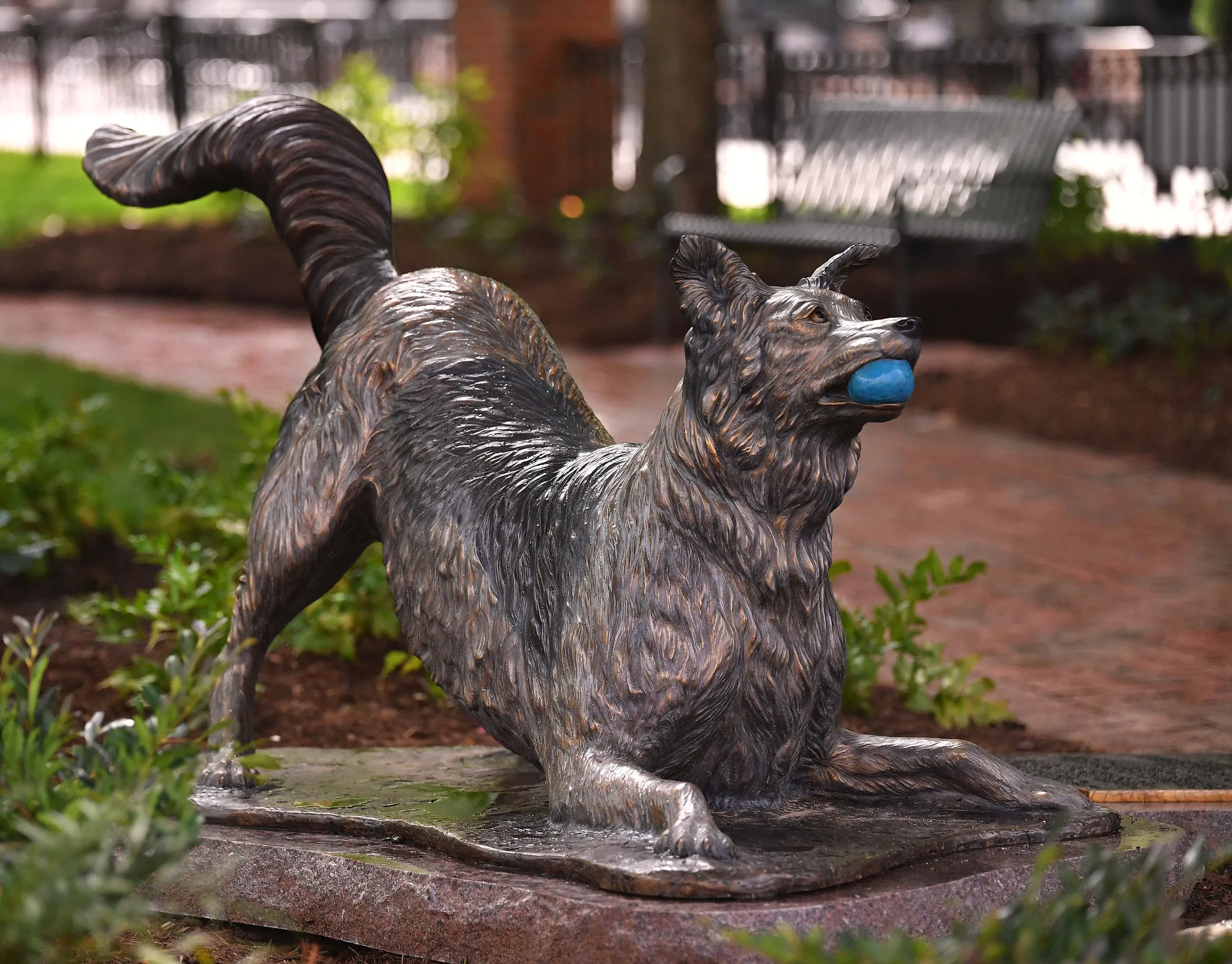 The Chaser Statue located inside Morgan Square in downtown Spartanburg, South Carolina.